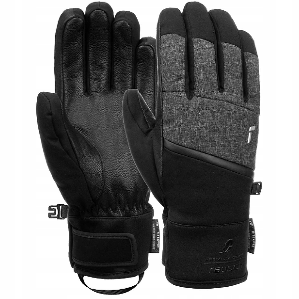 Rękawice Narciarskie Trekkingowe Reusch Damskie Zimowe Softshell Skóra 7.5