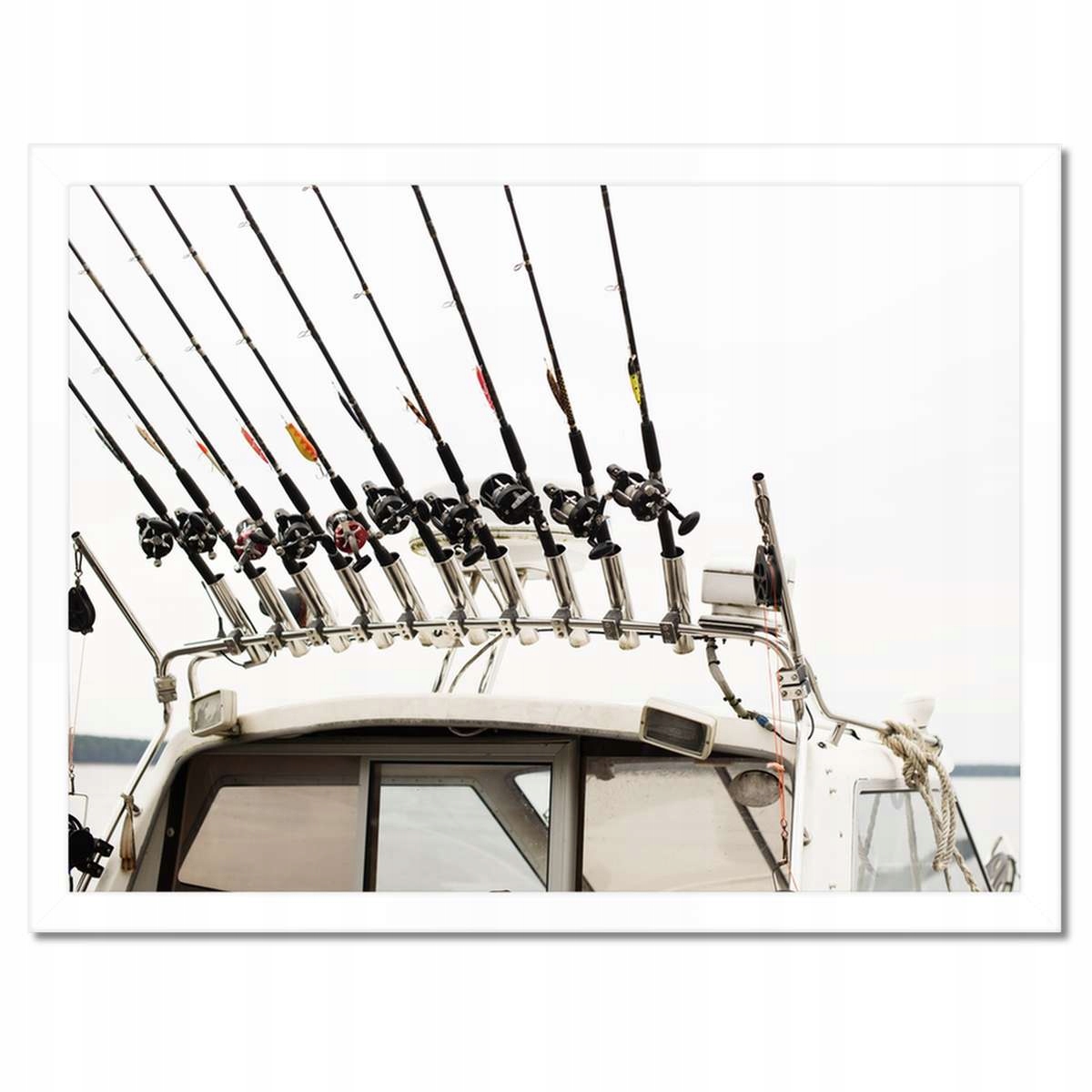 Plakáty v rámu 40x30 Rybářský skútr s rybářskými pruty