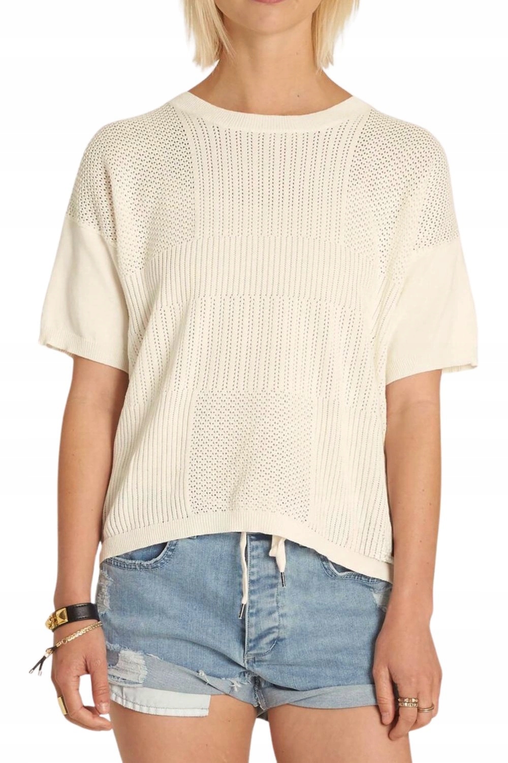 Dámská mikina Element Memories s krátkým rukávem, ecru, bavlněná, vel.