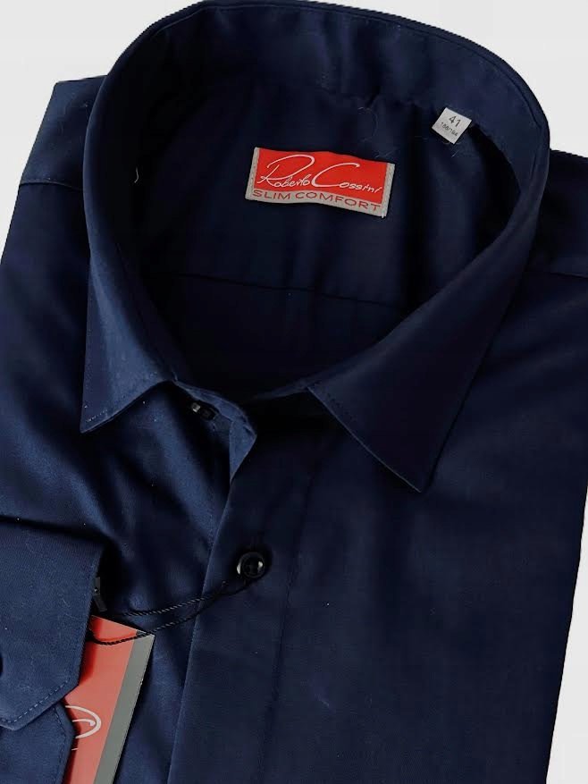 Roberto Cossini pánská košile Slim dlouhý rukáv kruh 42 188/194 Twill námořnická modrá