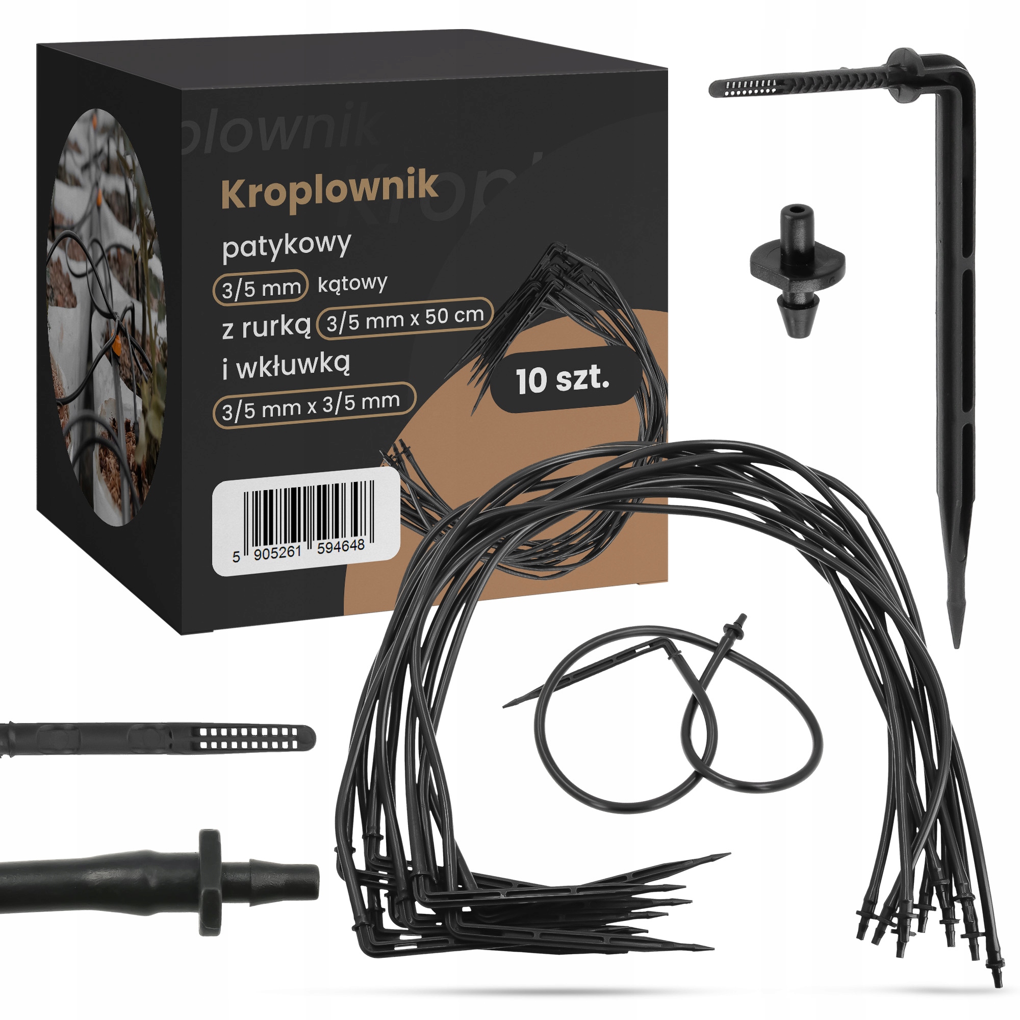 

10x Kroplownik Kątowy Patykowy Wkłuwka Wężyk 50cm