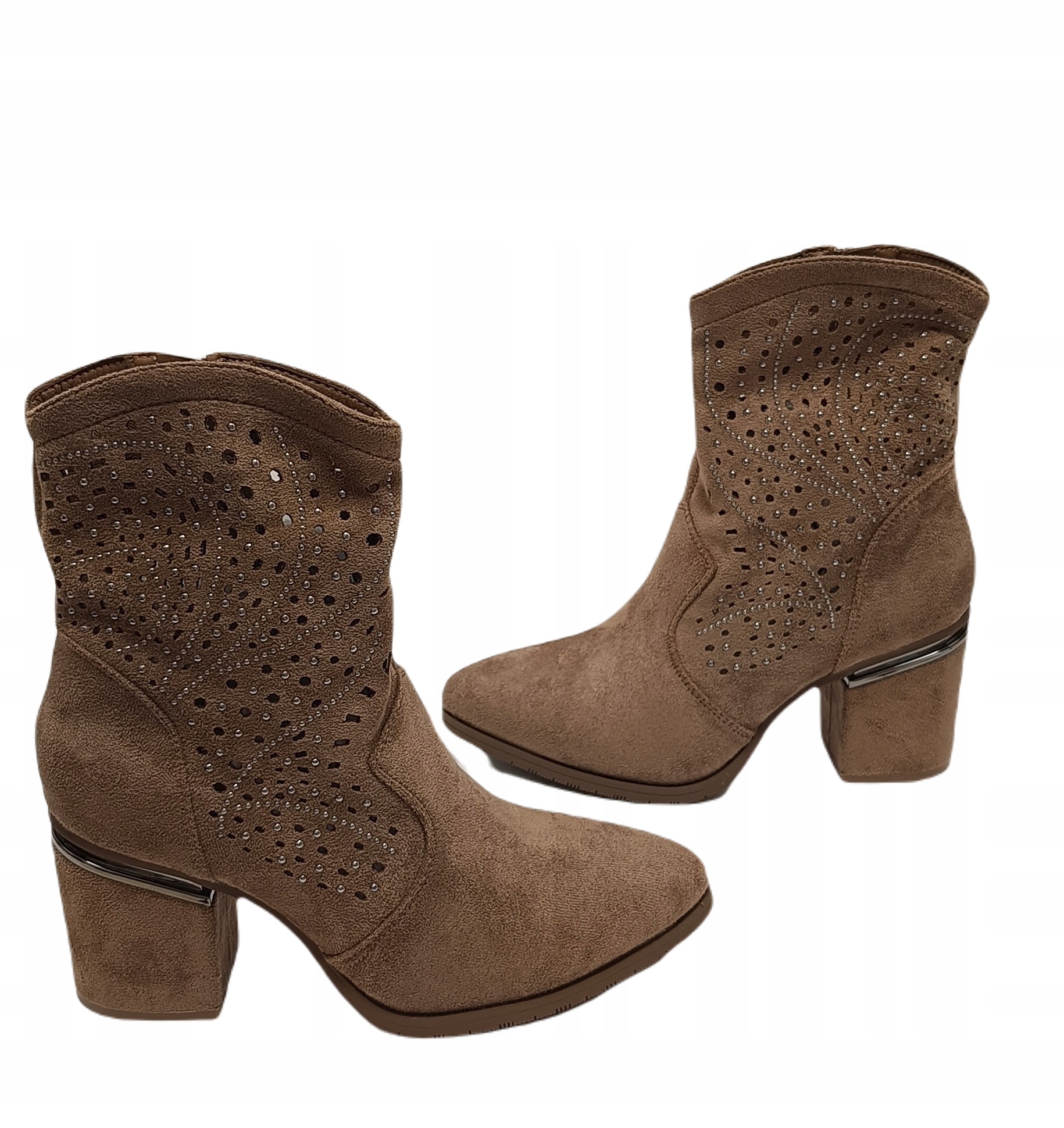 Kotníkové Boty ažur kovbojské boty Semiš S.barski HY42-029 coffee r40