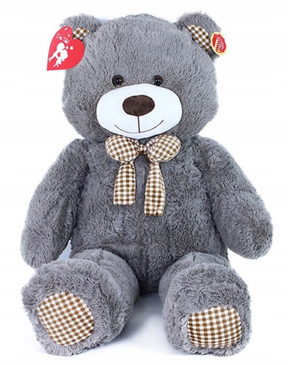 

Ogromna Maskotka Miś 110cm Duży Szary Miś Kokarda