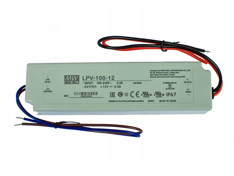 Zasilacz Led Mean Well 12V 8,5A 102w LPV-100-12