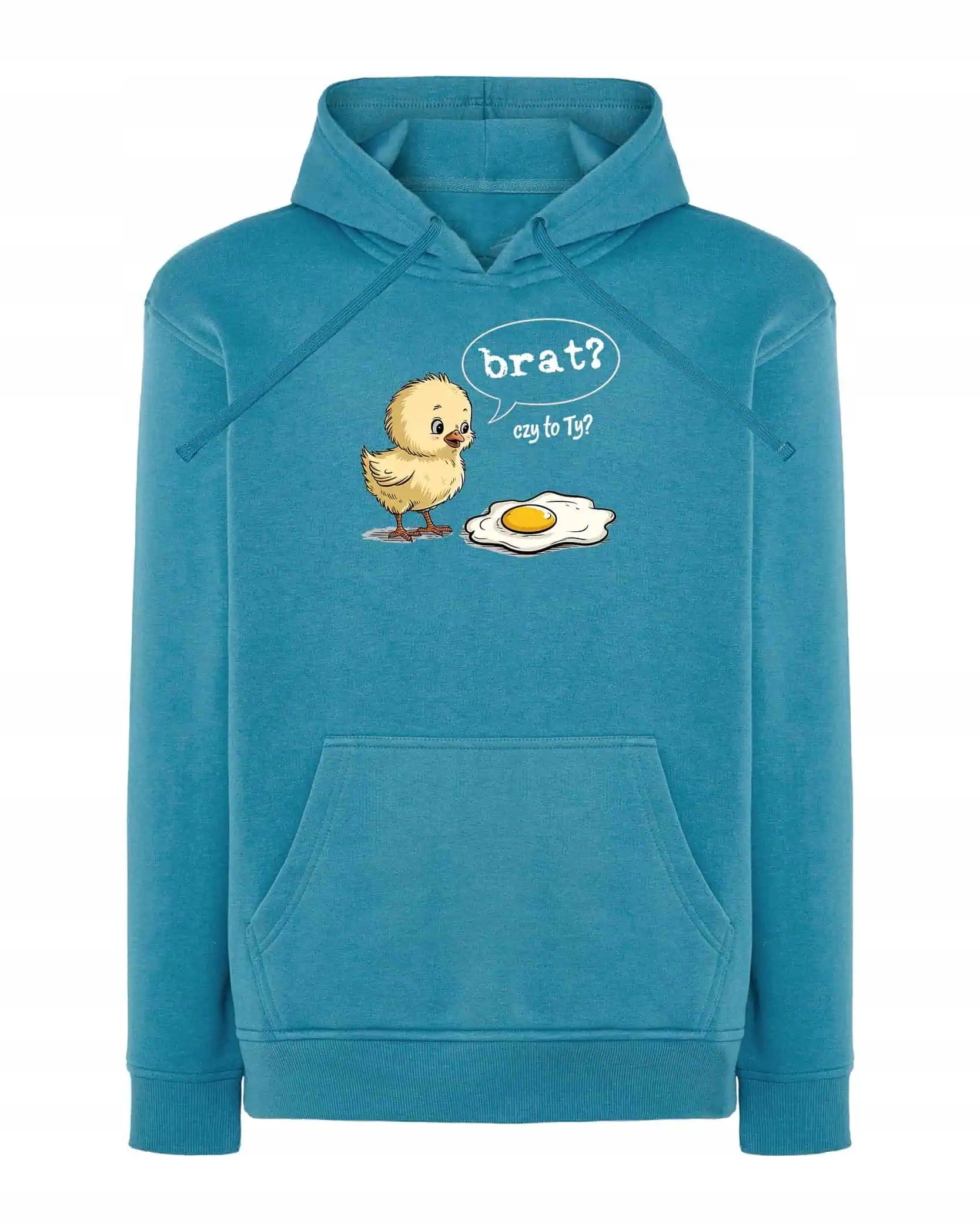 Mikina s kapucí Vtipné kuře Vajíčko Bratře? Modrá L