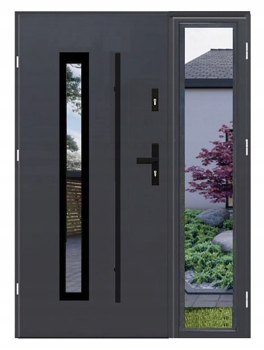 Venkovní Dveře S Osvětlením Dax F03 Černý Reling