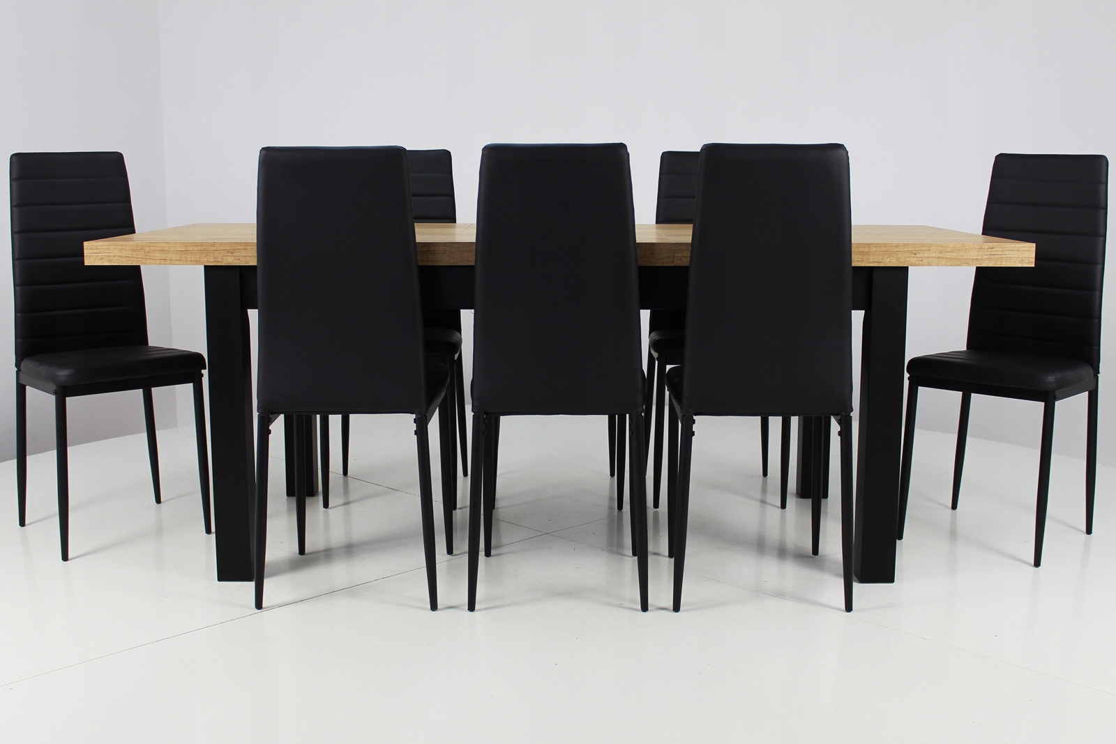 8 krzeseł z EKOSKÓRY + DREWNIANY ROZKŁADANY stół Kod producenta CH + S7