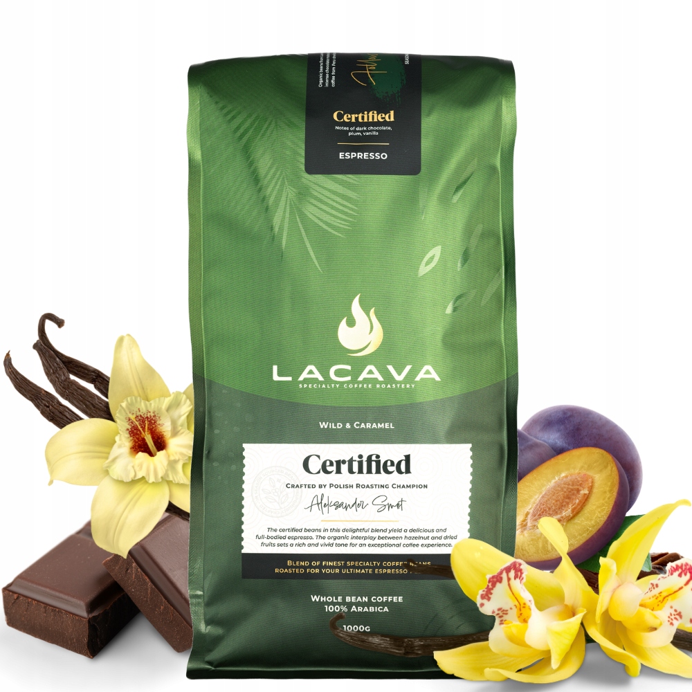 Přírodní káva káva 1000 g lehce pražená Espresso Blend Lacava Certifikovaná