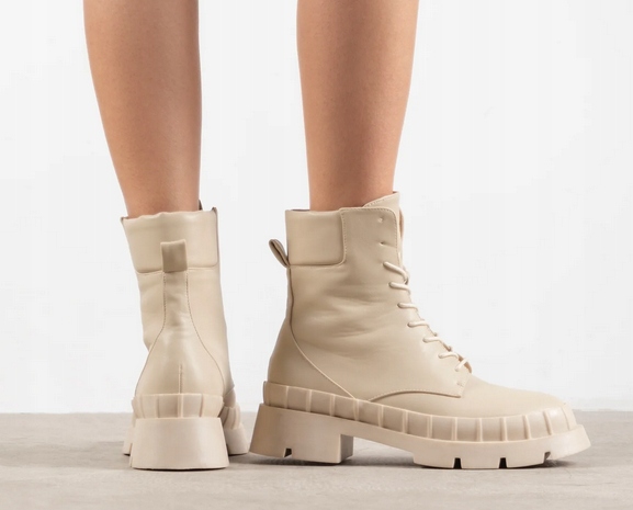 RAID trapery botki na platformie wiązane ecru super r. 39 Rozmiar 39