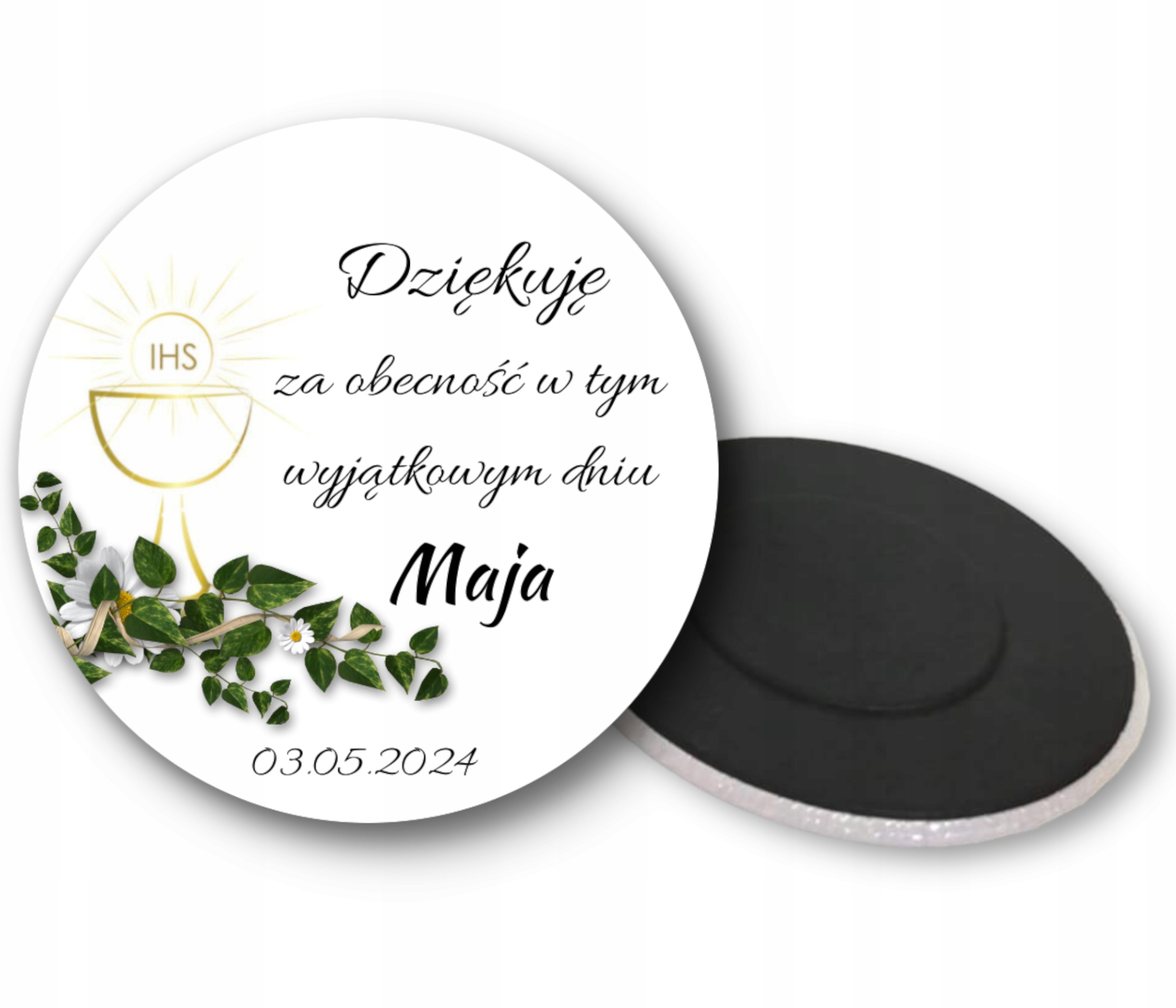 Podziękowania dla Gości MAGNES Komunia IHS Upominek PERSONALIZACJA