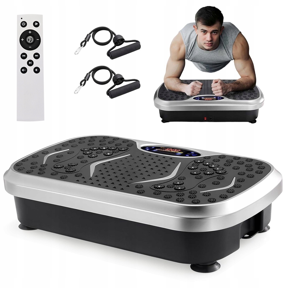 Elektrická Vibrační Fitness Platforma S Dálkovým Ovládáním A Popruhy