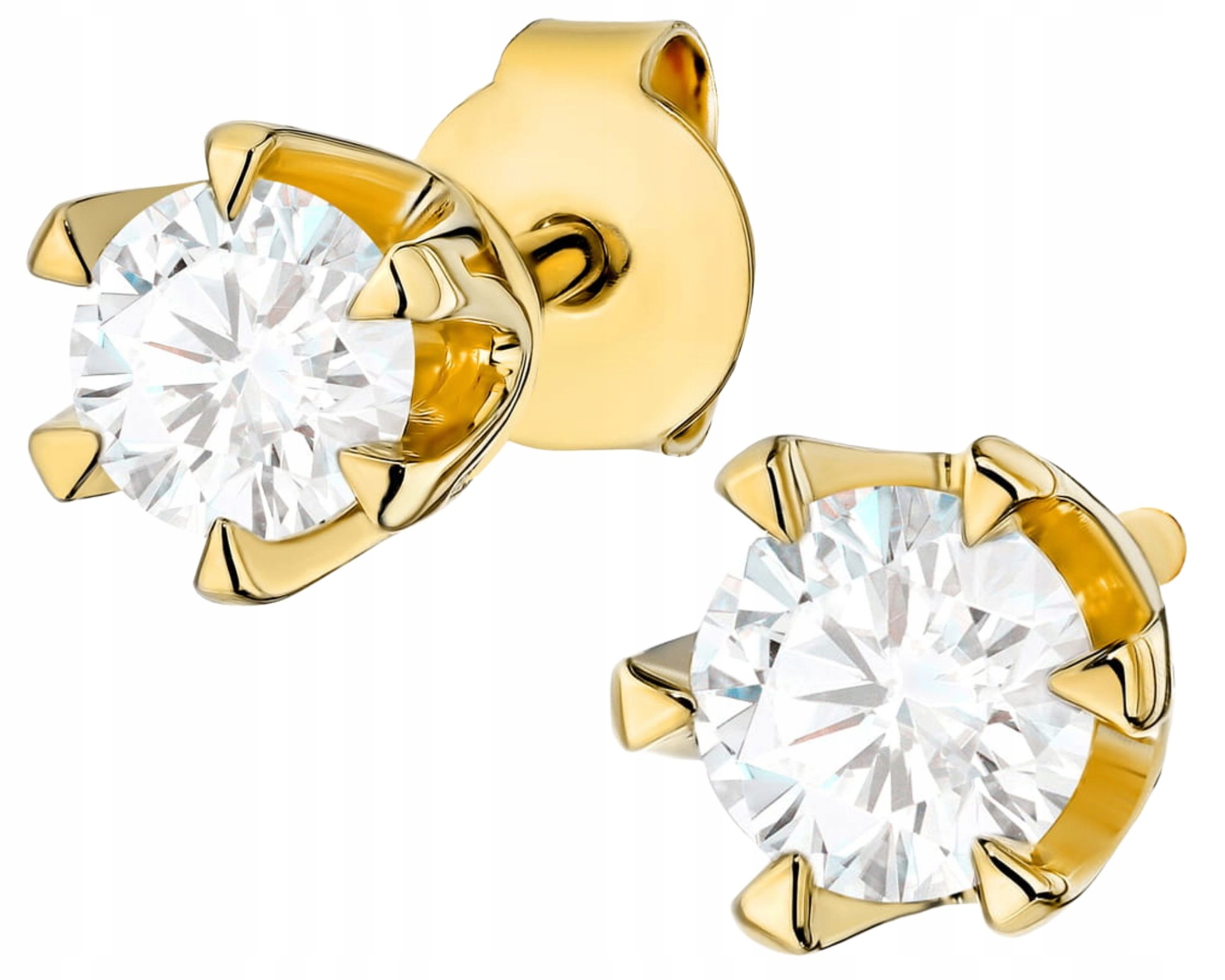 Zlaté Náušnice Klasické Na Tyčince S Laboratorními Diamanty Dárek