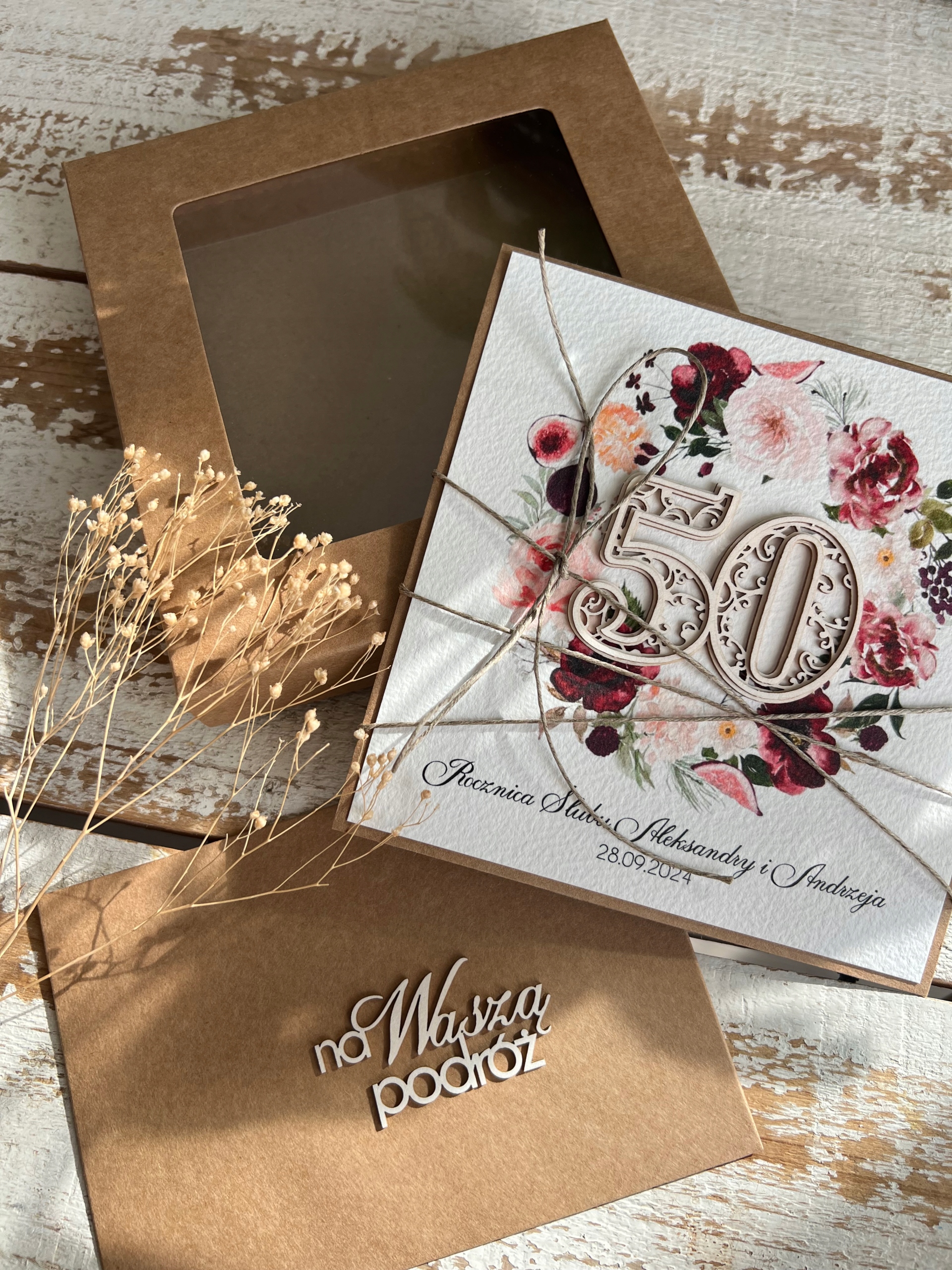 Ručně vyráběné přání s personalizací k 50. výročí svatby dárek
