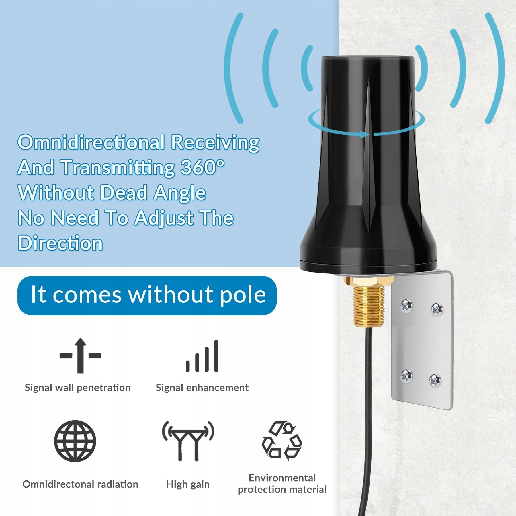 NELAWYA Antena Zewnętrzna 5G 4G LTE 5 dBi 698-3800MHz SMA TS9 Router — miniatura 7