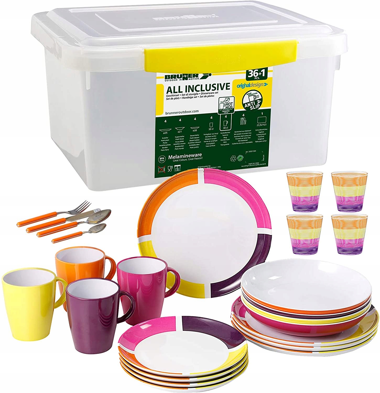 ZESTAW OBIADOWY MELAMINA BRUNNER FLAME 36 SZT