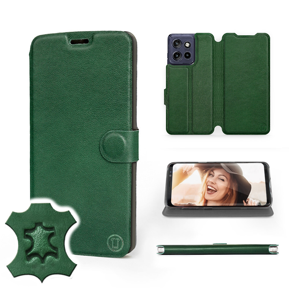 Etui Mobiwear do Motorola Edge 50 Neo Green Leat