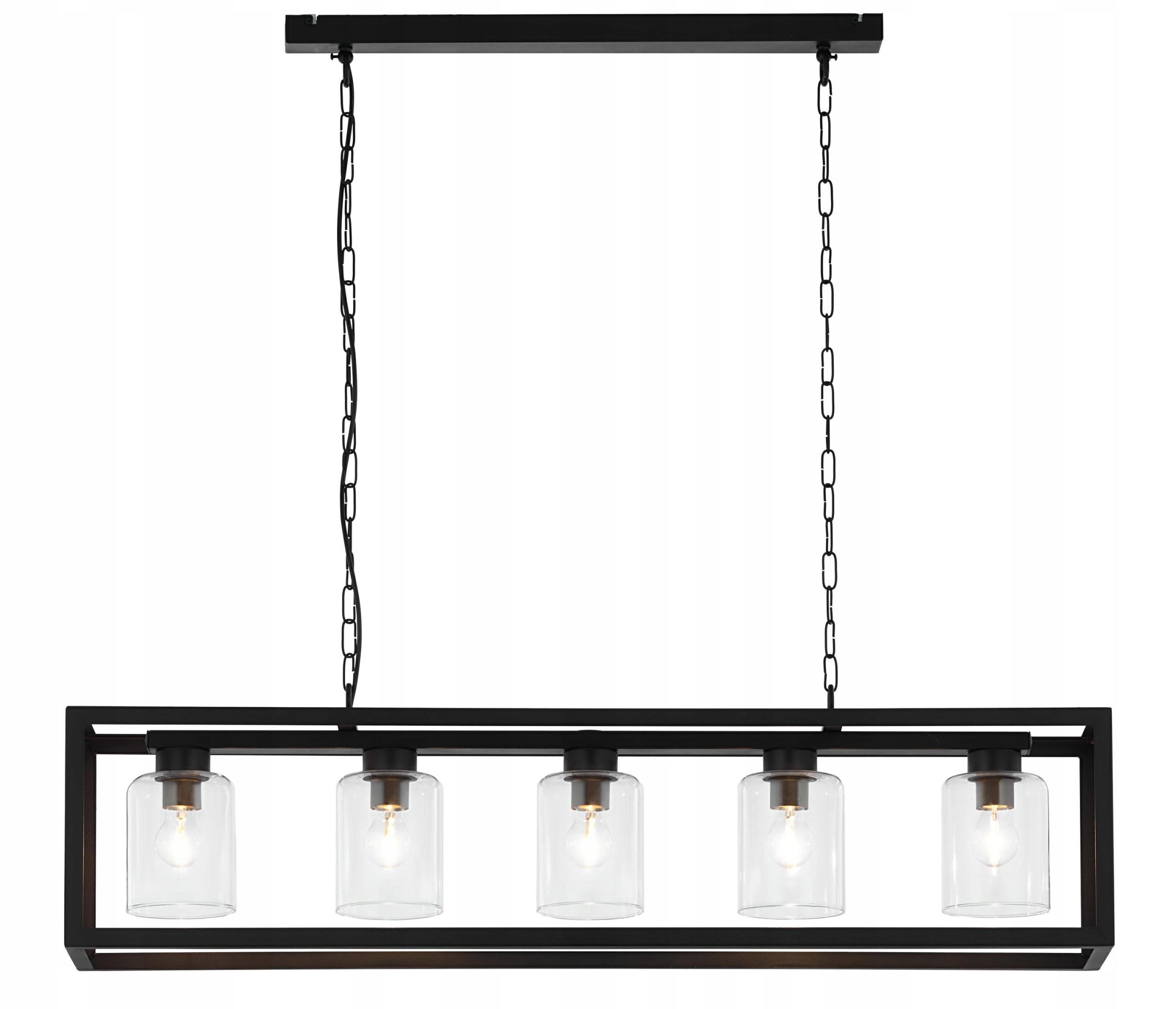 Závěsná lampa Macari Černá Skleněné Stínidla 5xE27 Stropní Svítidlo do pokoje