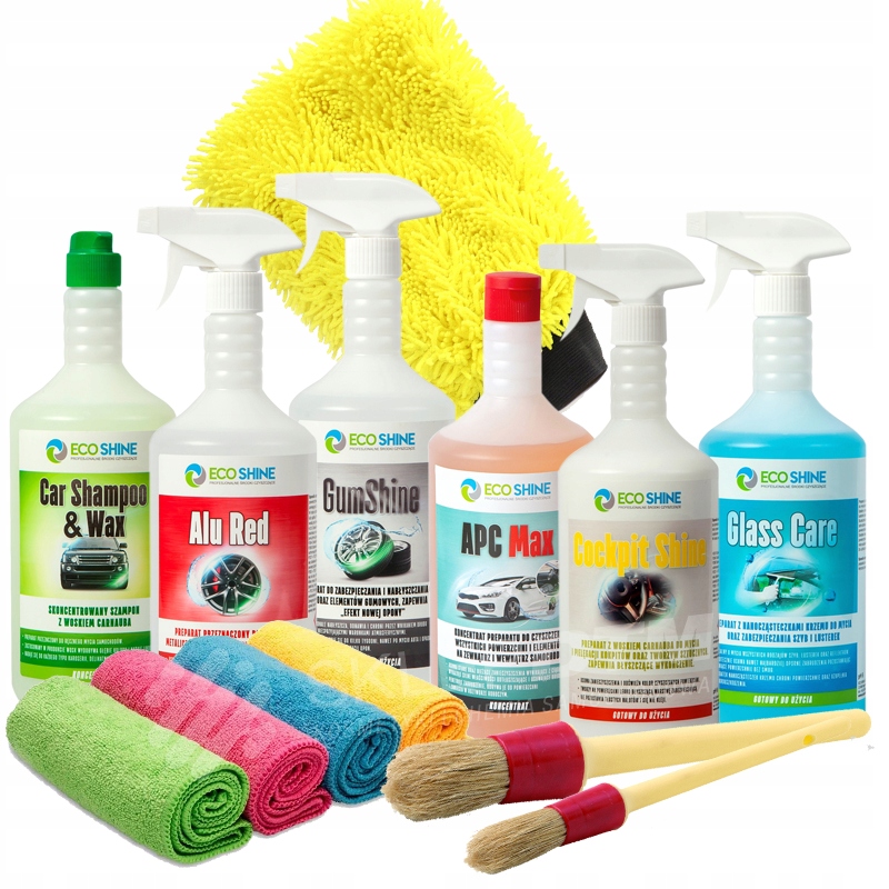 ECO SHINE duży zestaw kosmetyków samochodowych 6L