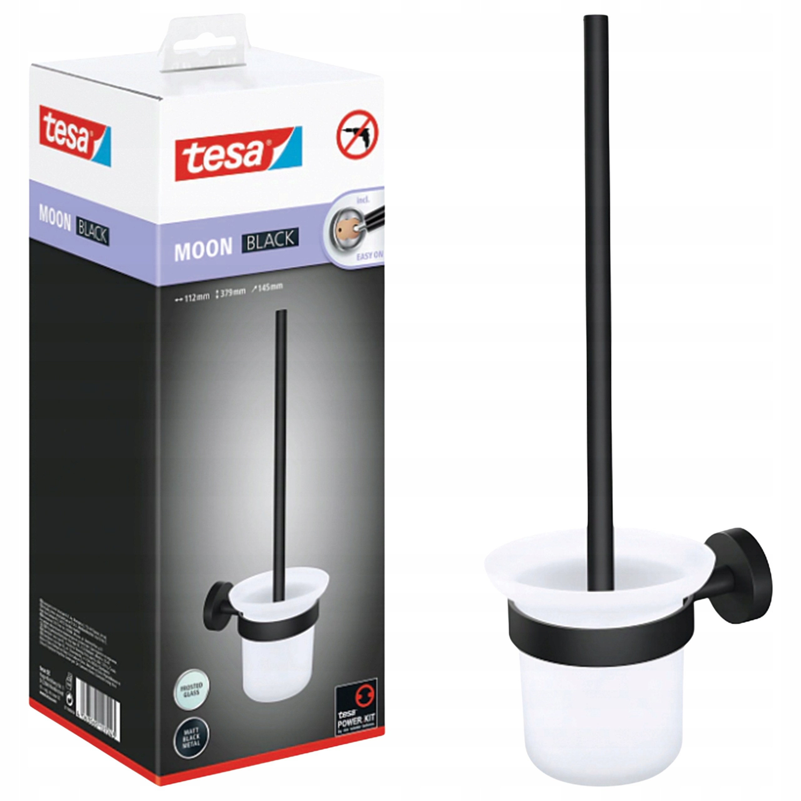 Szczotka do Wc Samoprzylepna Wisząca Tesa Moon Black do Łazienki Metalowa