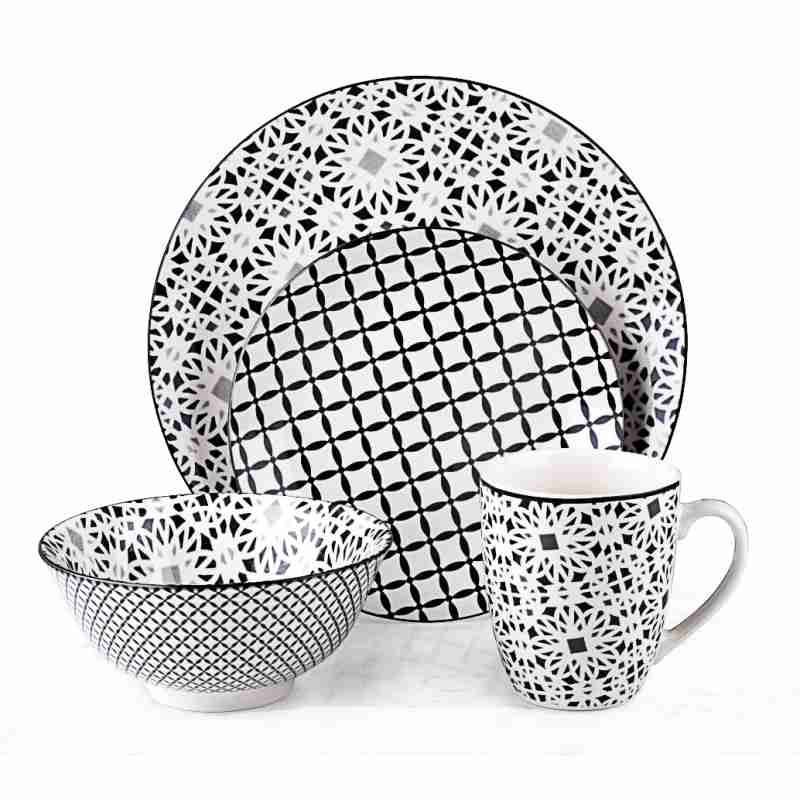 Obedová sada tanierov Alpina 16 ks pre 4 osoby Moderný vzor