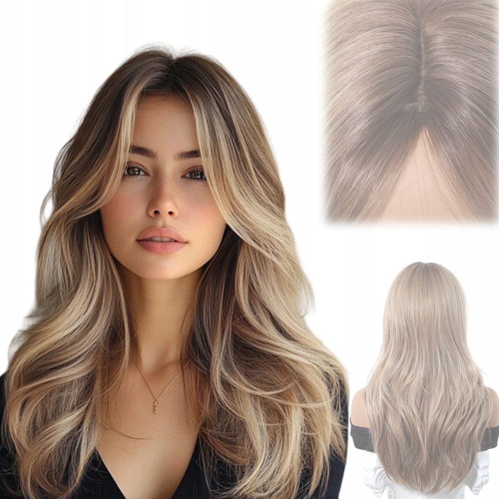 Peruka Damska Peruki Damskie Ombre Blond Długie Włosy Grzywką 22inch