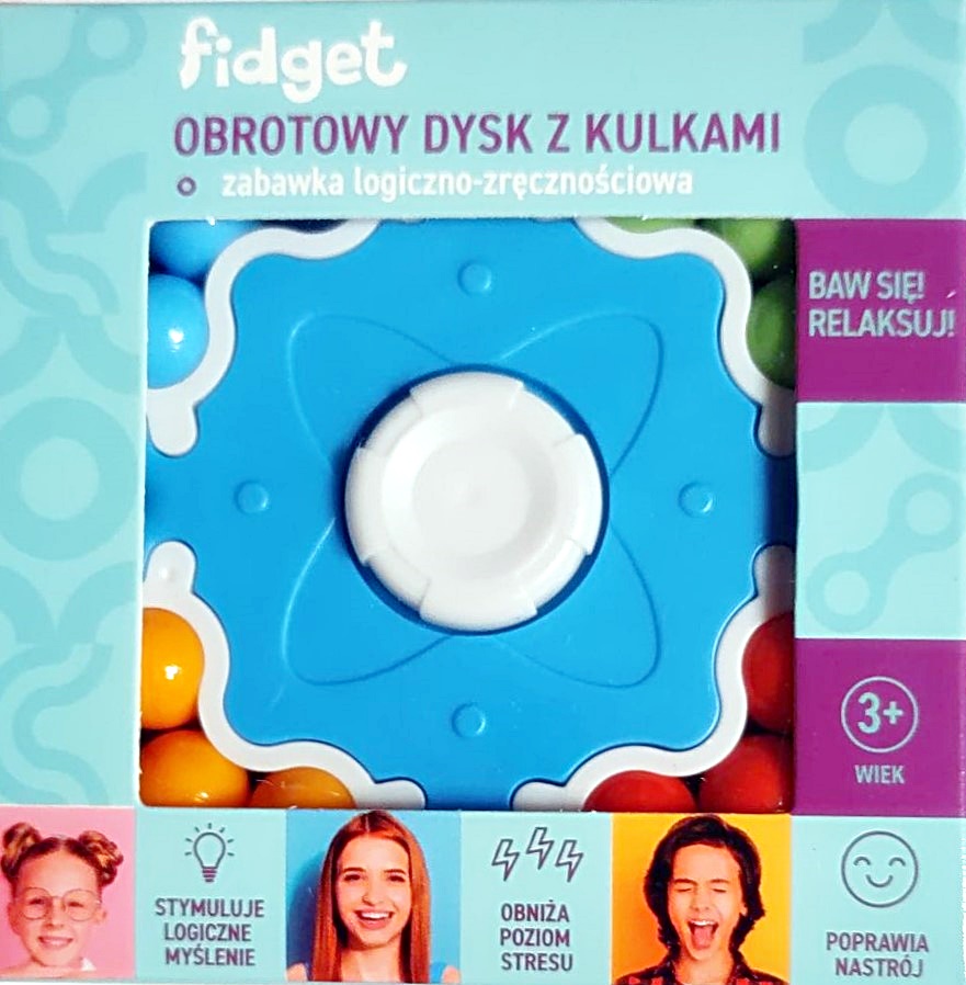 

Fidget Obrotowy dysk z kulkami niebieski