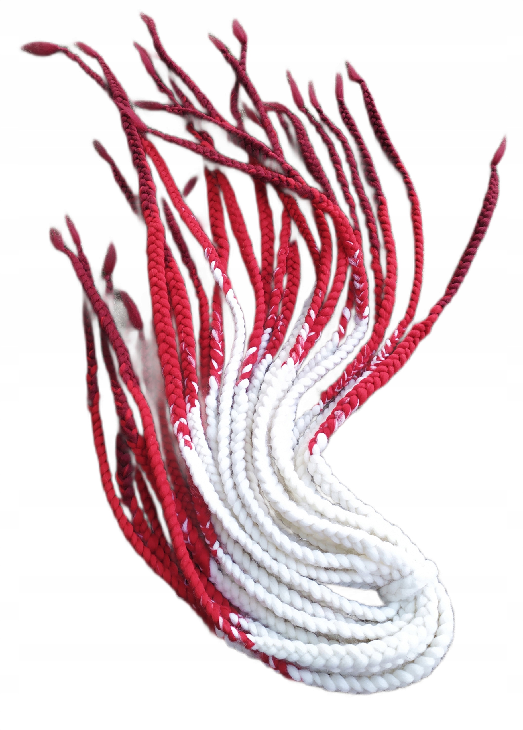 Vlněné copánky Opakovaně Použitelné, bílé červené, Krvavá Růže, 40 kusů