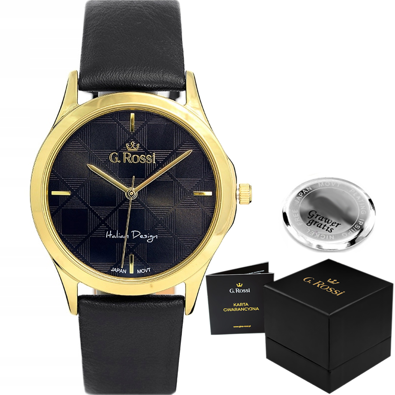 Dámské hodinky G. Rossi Miroe – elegantní ciferník – kožený řemínek Gravírování