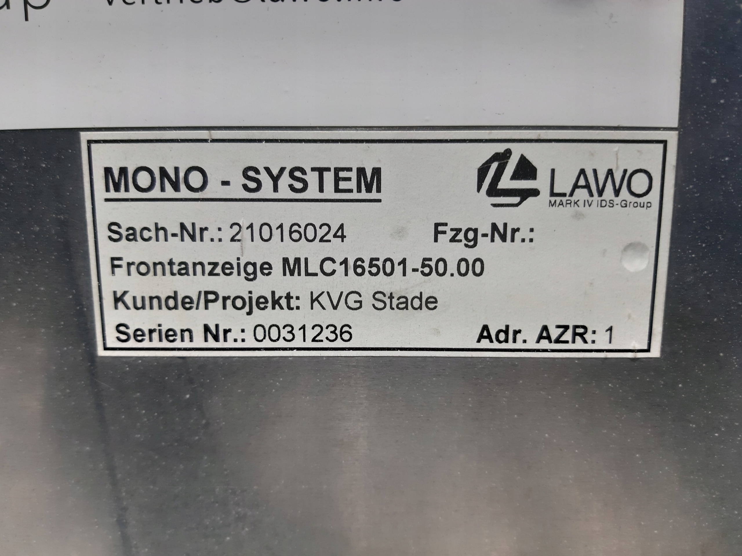 display MONO-SYSTEM LAWO MLC16501-50.00