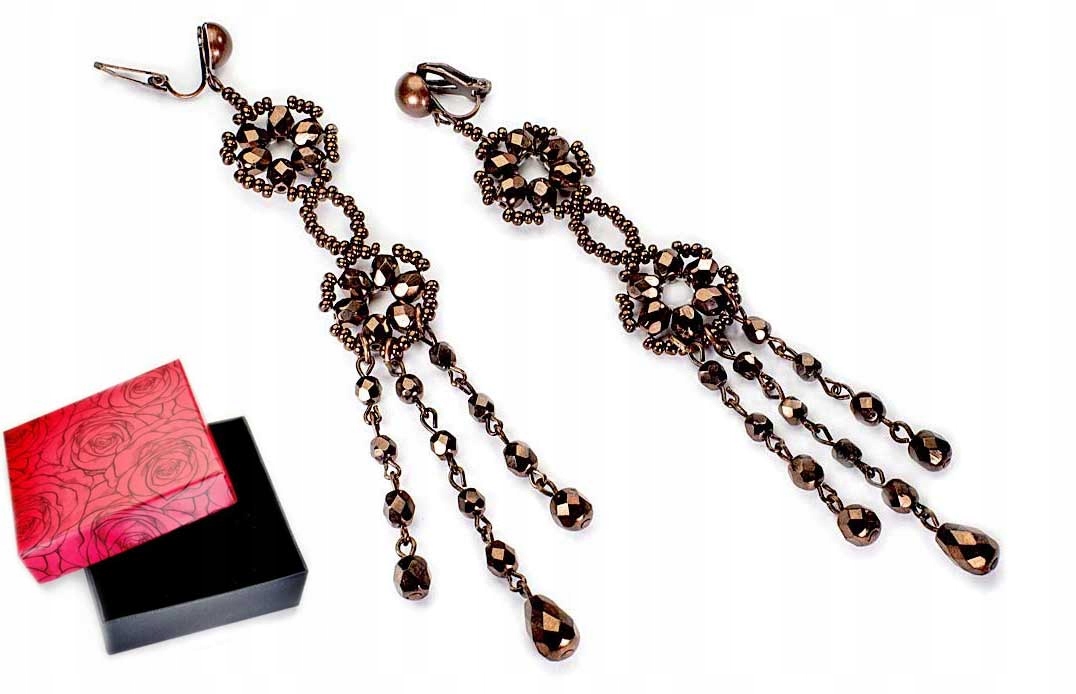 

Bardzo Długie Klipsy Brązowe Kryształ Jablonex Bal