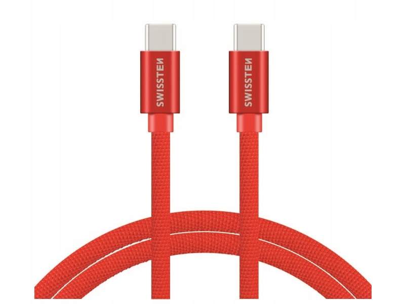 Kabel Swissten Usb-c Usb-c 1,2 m červený