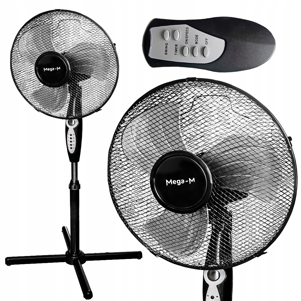 Wiatrak stojący podłogowy wentylator z Pilotem 40 cm Mega-M Timer