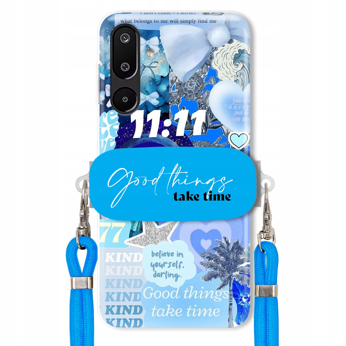 Pouzdro pro Samsung M16 Držák Crossbody vodítko Good Things Take Time Lata