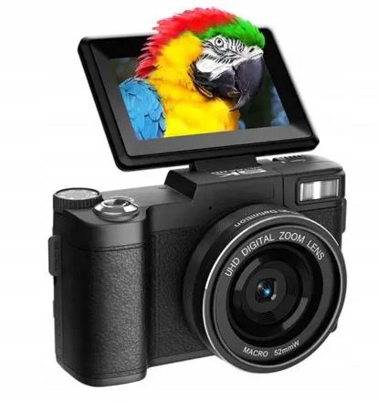 Aparat Cyfrowy 5K Ultra Hd 64MP Wifi Z Odchylanym Ekranem I Obiektyw Makro