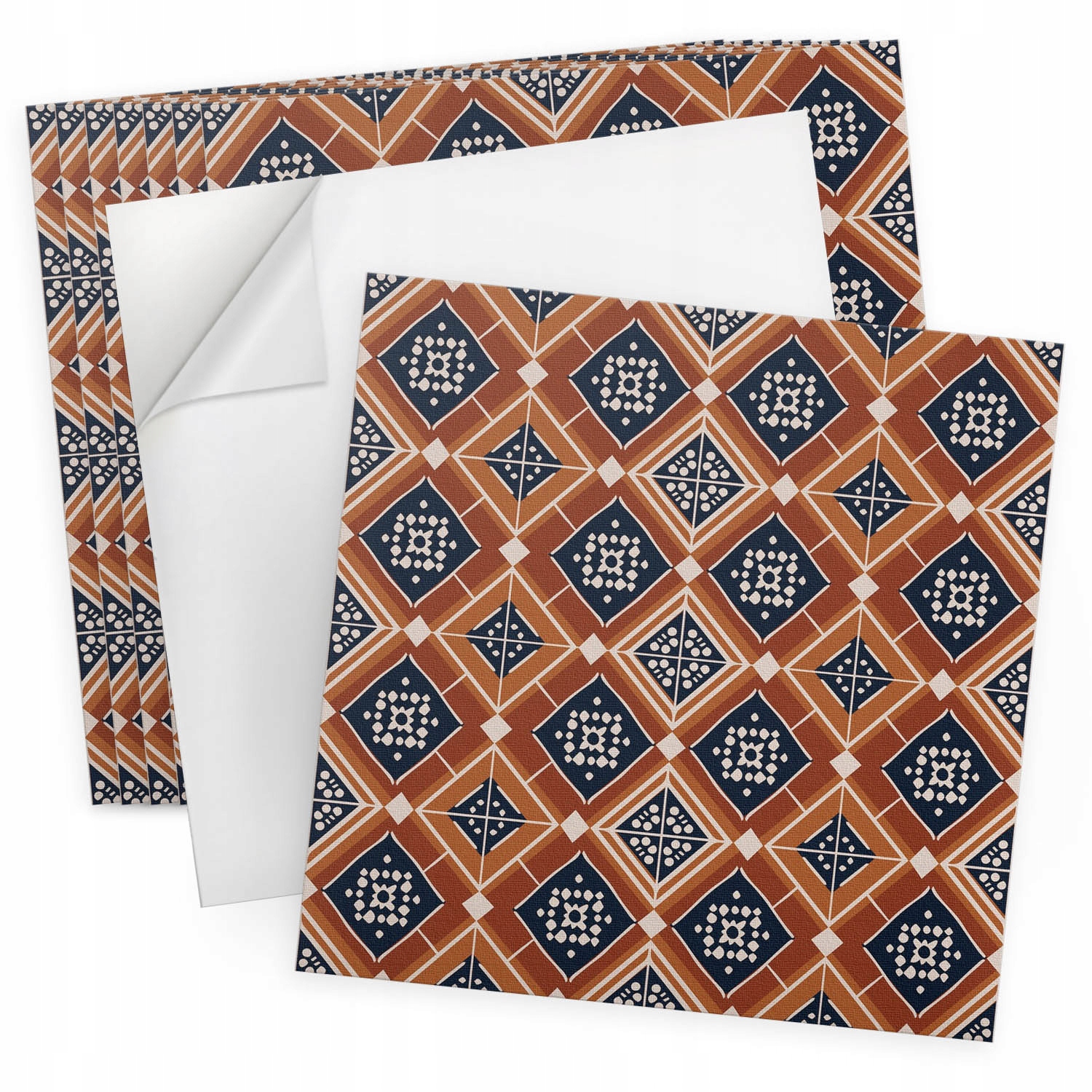 Balíček samolepících dlaždic 9 ks 30x30 cm Geometrie v hnědé a bílé barvě