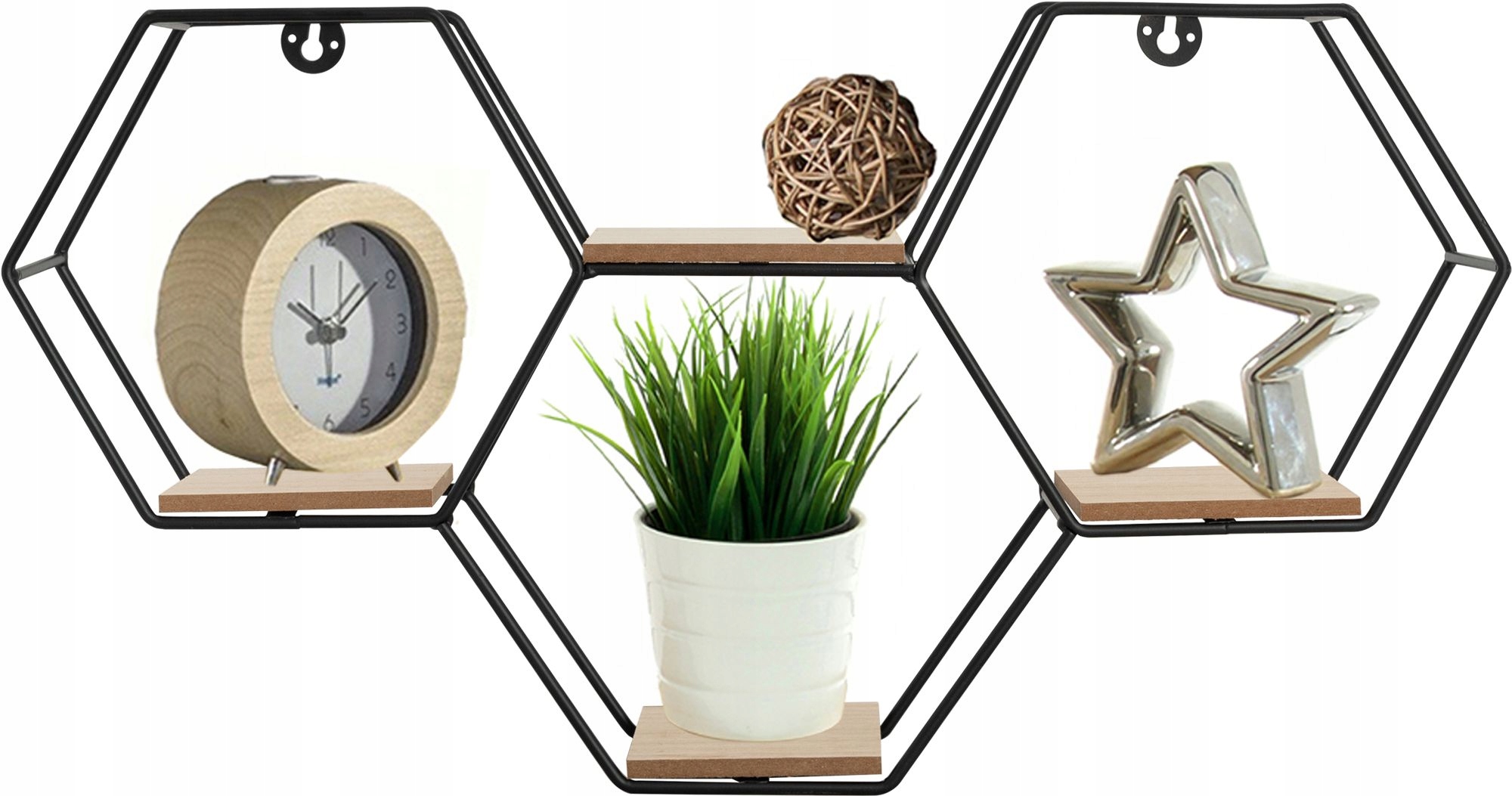 

Półka ścienna Loft metalowa Heksagon Plaster miodu