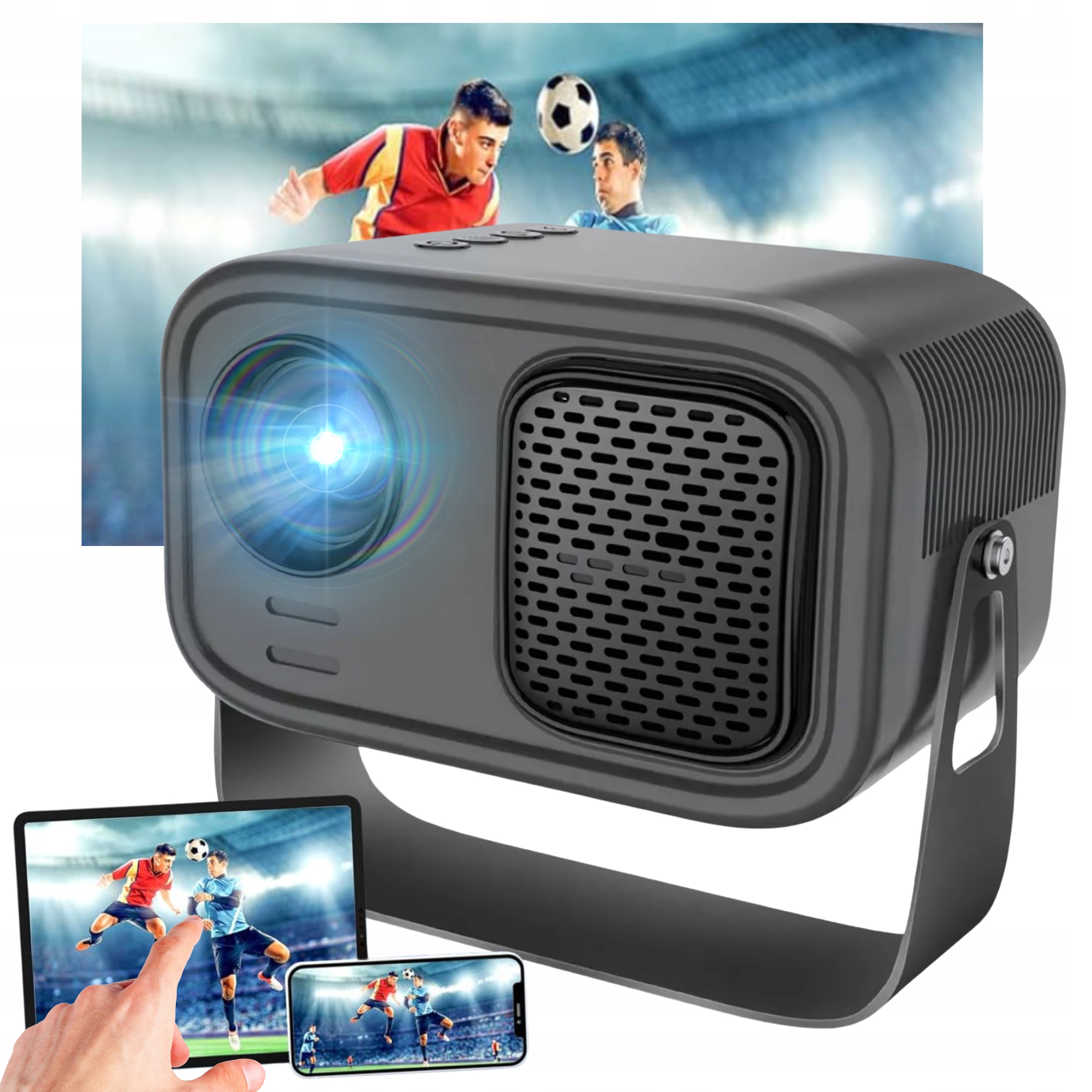 MINI PROJEKTOR PRZENOŚNY RZUTNIK WIFI FULL HD 7000 LM ANDROID TV OBROTOWY