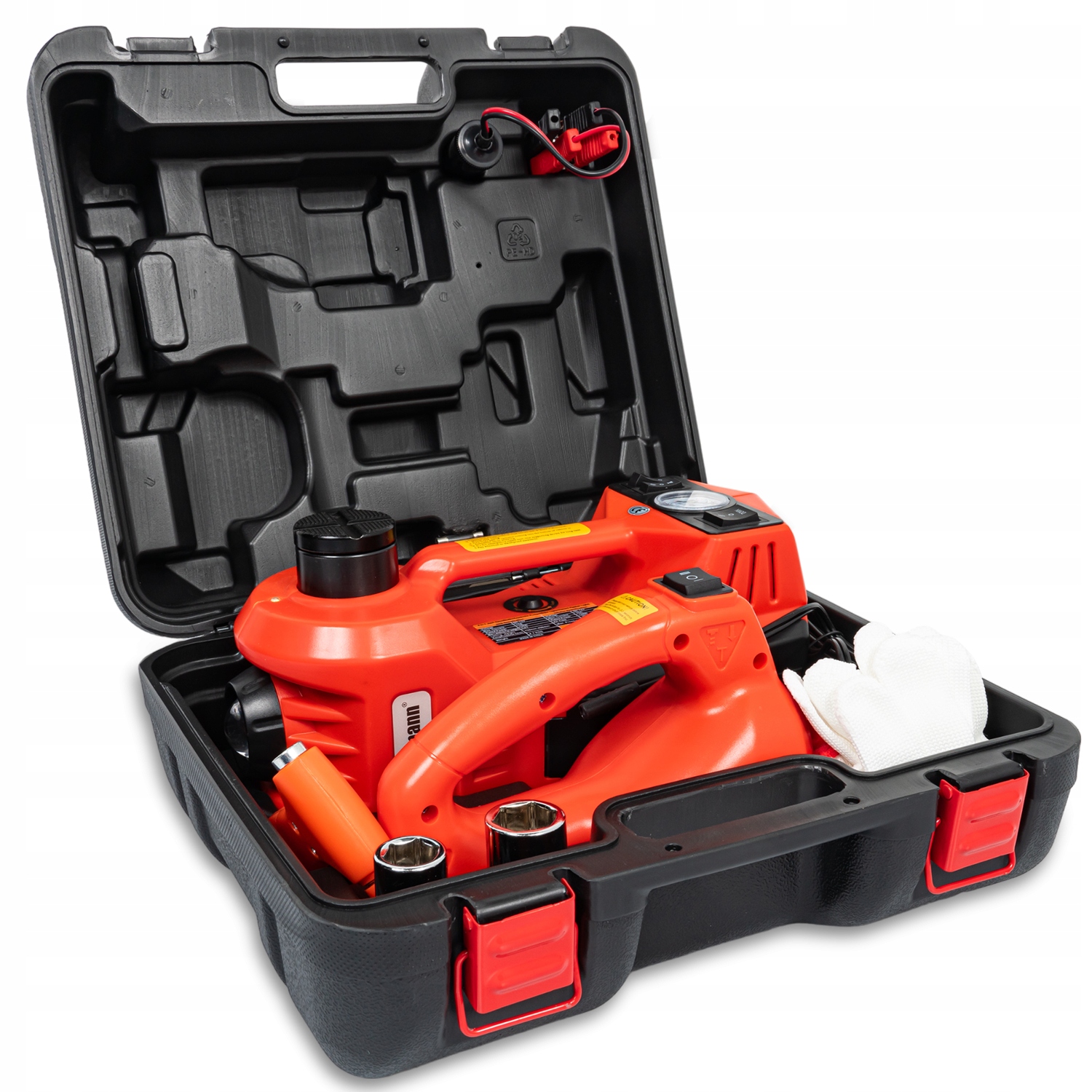 PODNOŚNIK SAMOCHODOWY LEWAREK PUNKTOWY HYDRAULICZNY 12V 5T + KLUCZ DO KÓŁ Udźwig 5000 kg