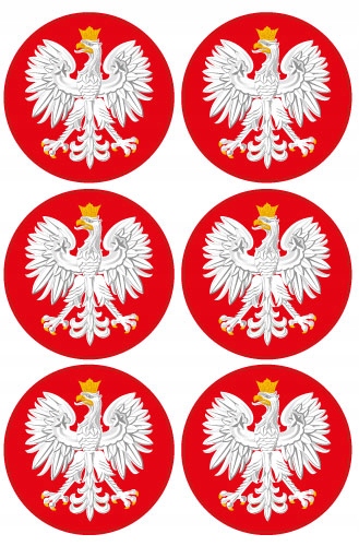 Naklejka orzeł godło Polski 6 szt odblaskowe