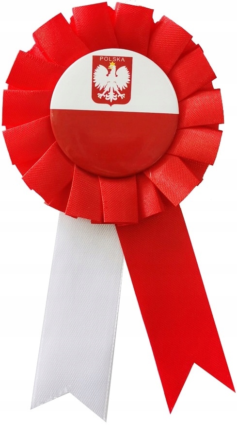 Kotylion Narodowy Przypinka POLSKA Flaga Biało Czerwony Godło Orzeł