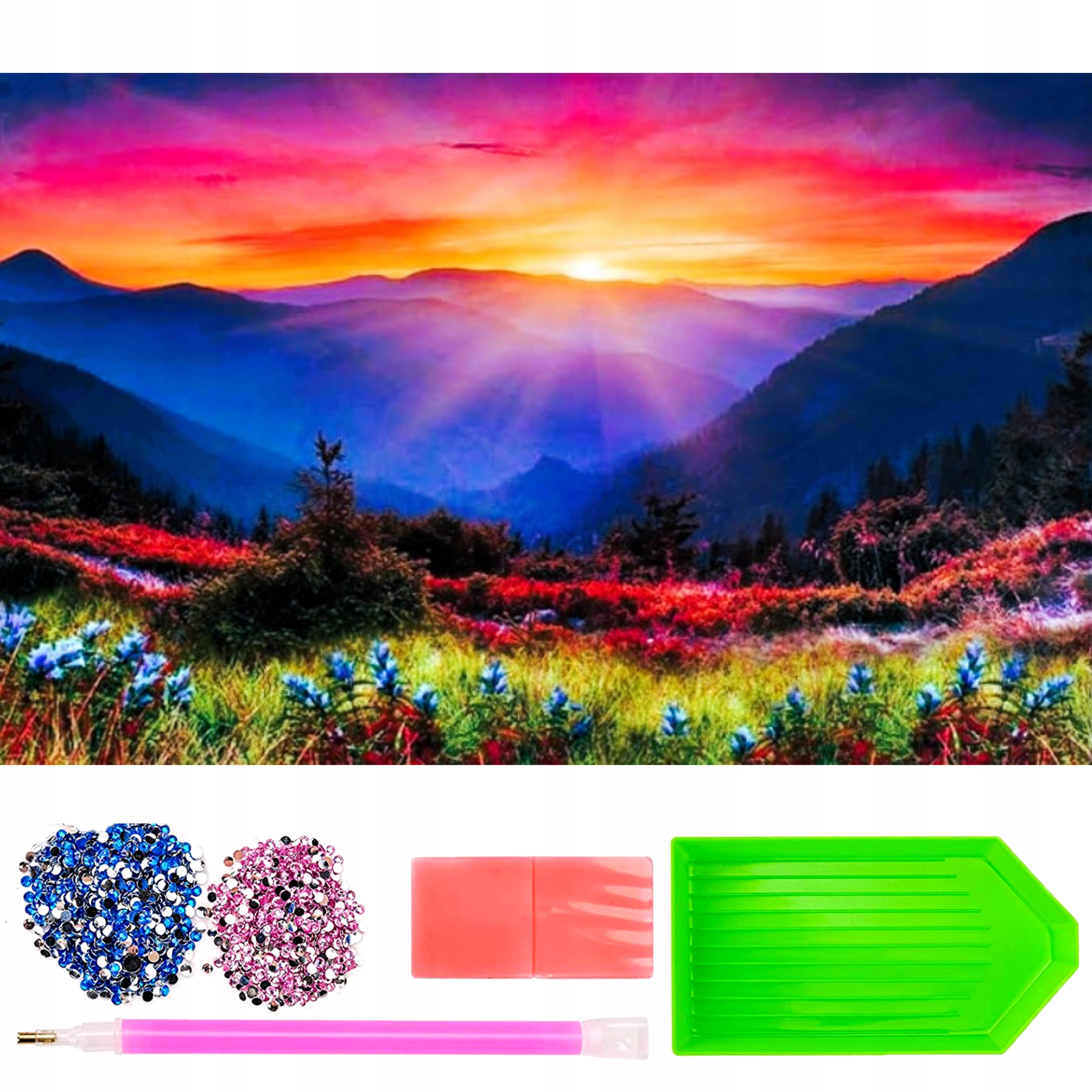 Velká Diamantová Výšivka 80X40 XXL Krajina Hory Západ Slunce Mozaika 5D