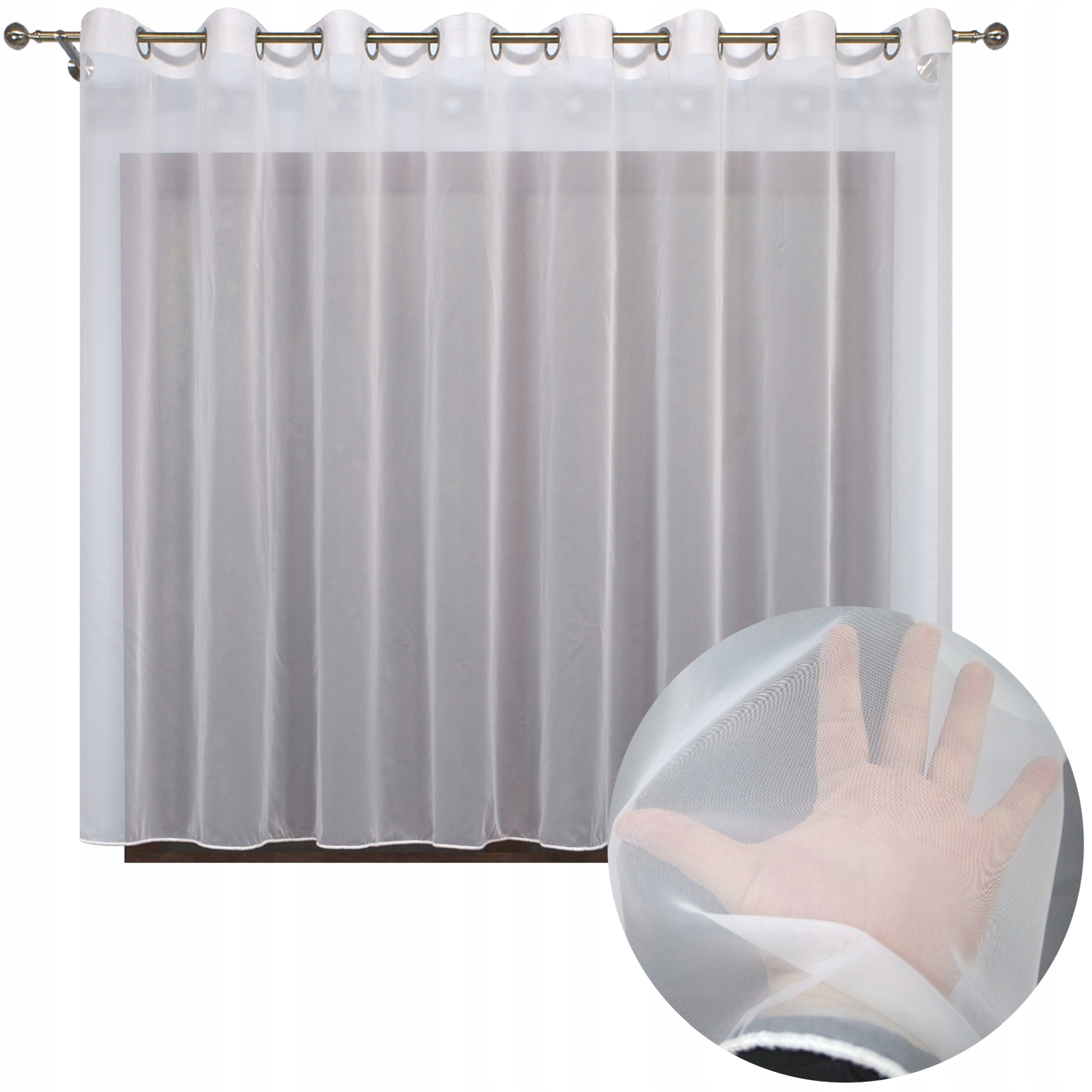 Hladká Hotová Záclona Bílá Voál Oka S Olovnicí Nav-Hess 600x130