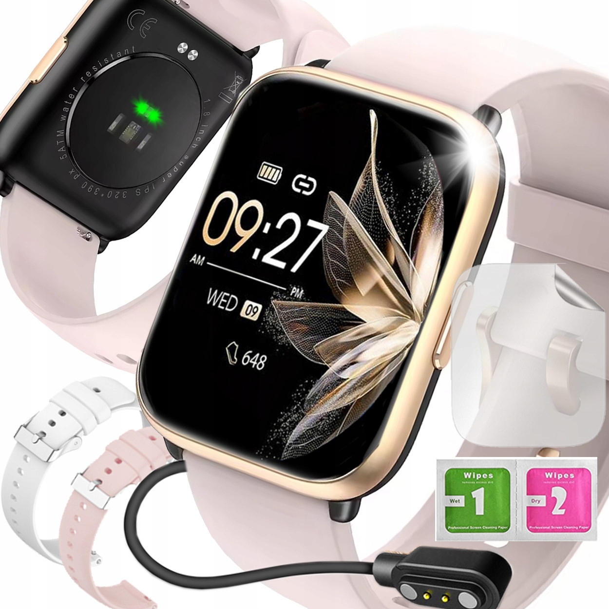 SMARTWATCH ZEGAREK POLSKIE MENU ROZMOWY SPORT SMART WATCH DAMSKI 2 PASKI