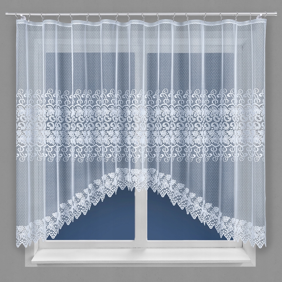 

Firana Biała w łuk 160/310 żakard+taśma