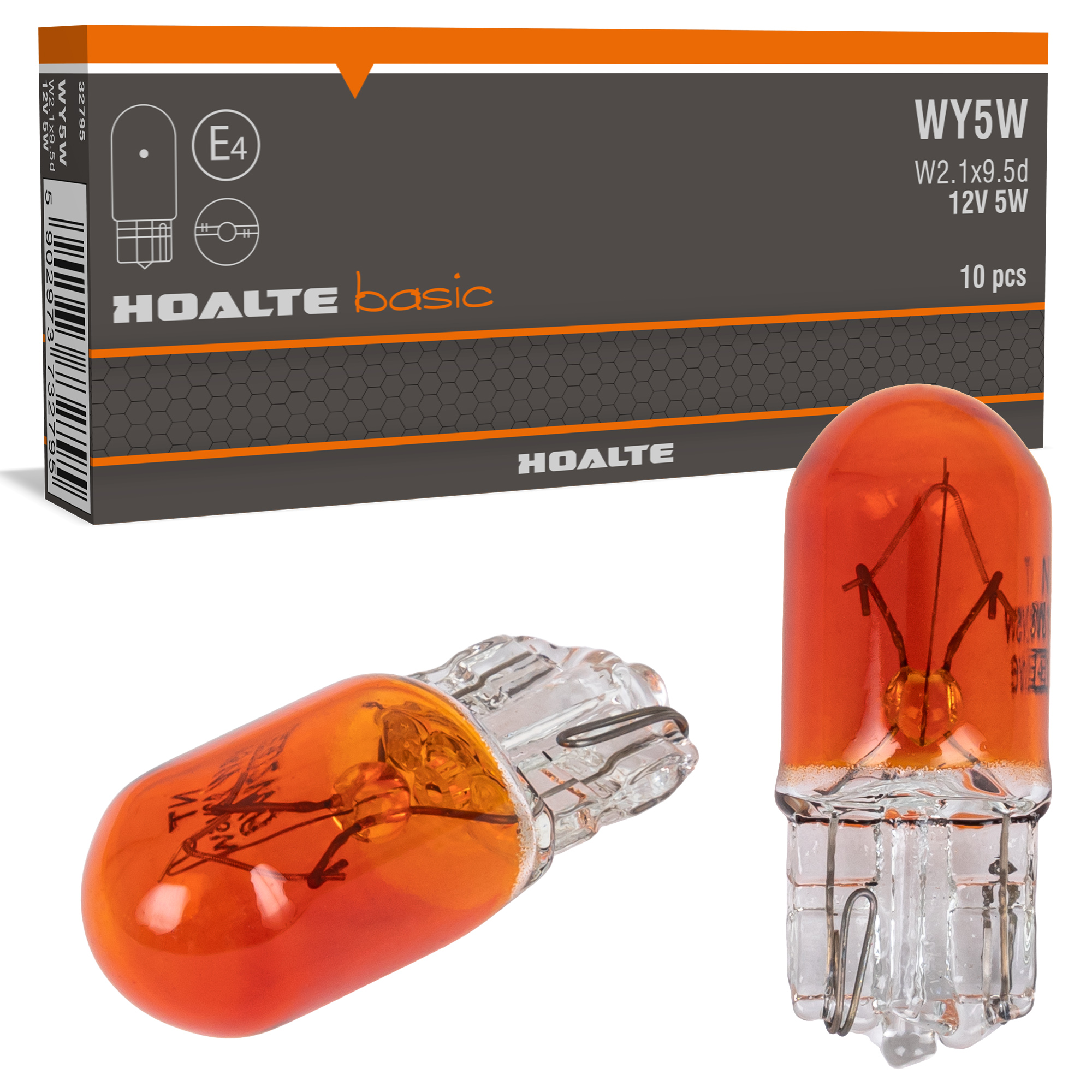 Żarówki WY5W Hoalte 5W 12V T10 Pomarańczowe Kierunkowskazów Obrysówki 10SZT