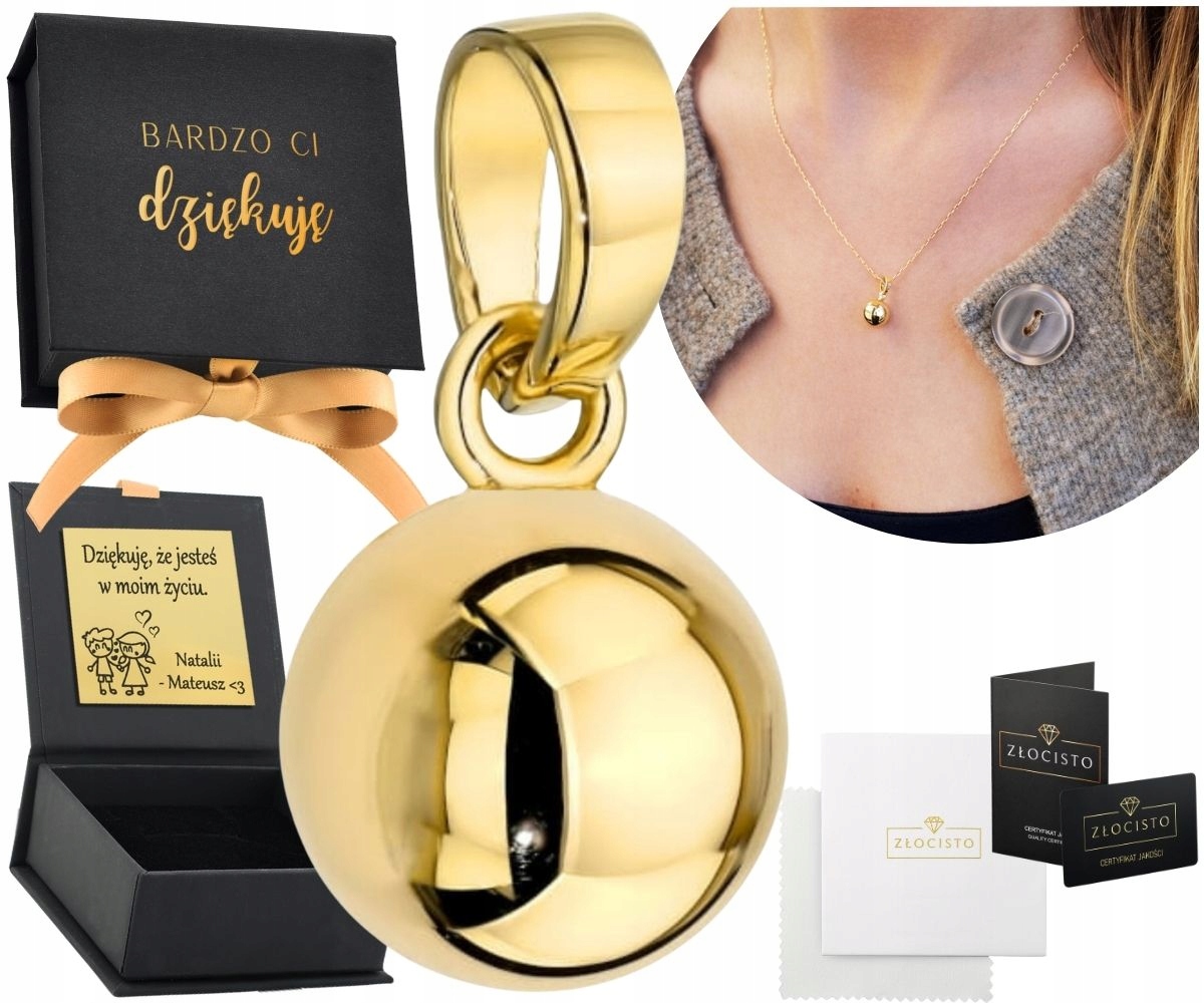 Zlatý Přívěsek Přívěsek Hladká Kulička Kulička Zlato 585 Dárek Gravírování 14K