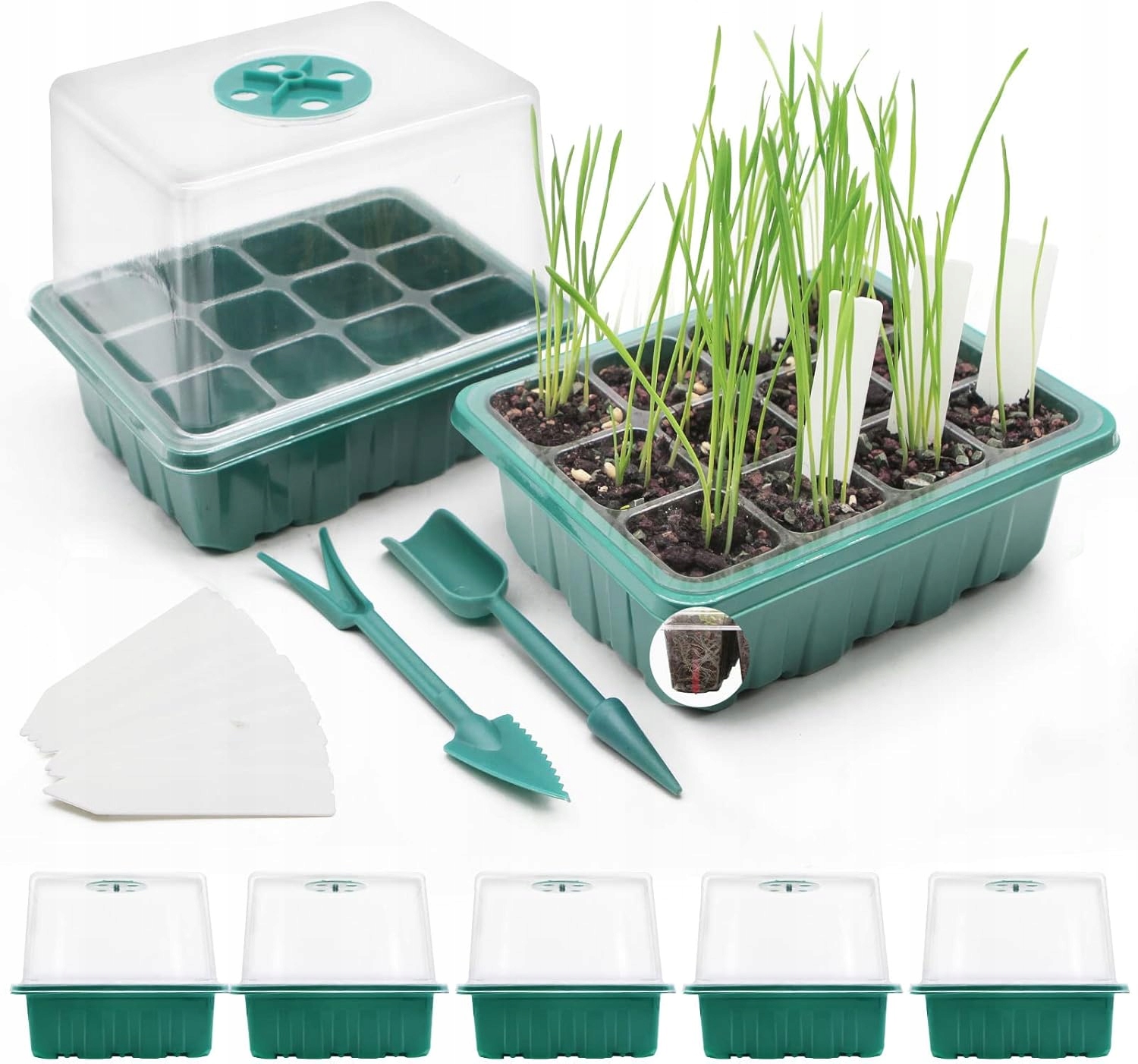 Podnosy na semena 5 ks – 60 buněk, víko, regulace vlhkosti