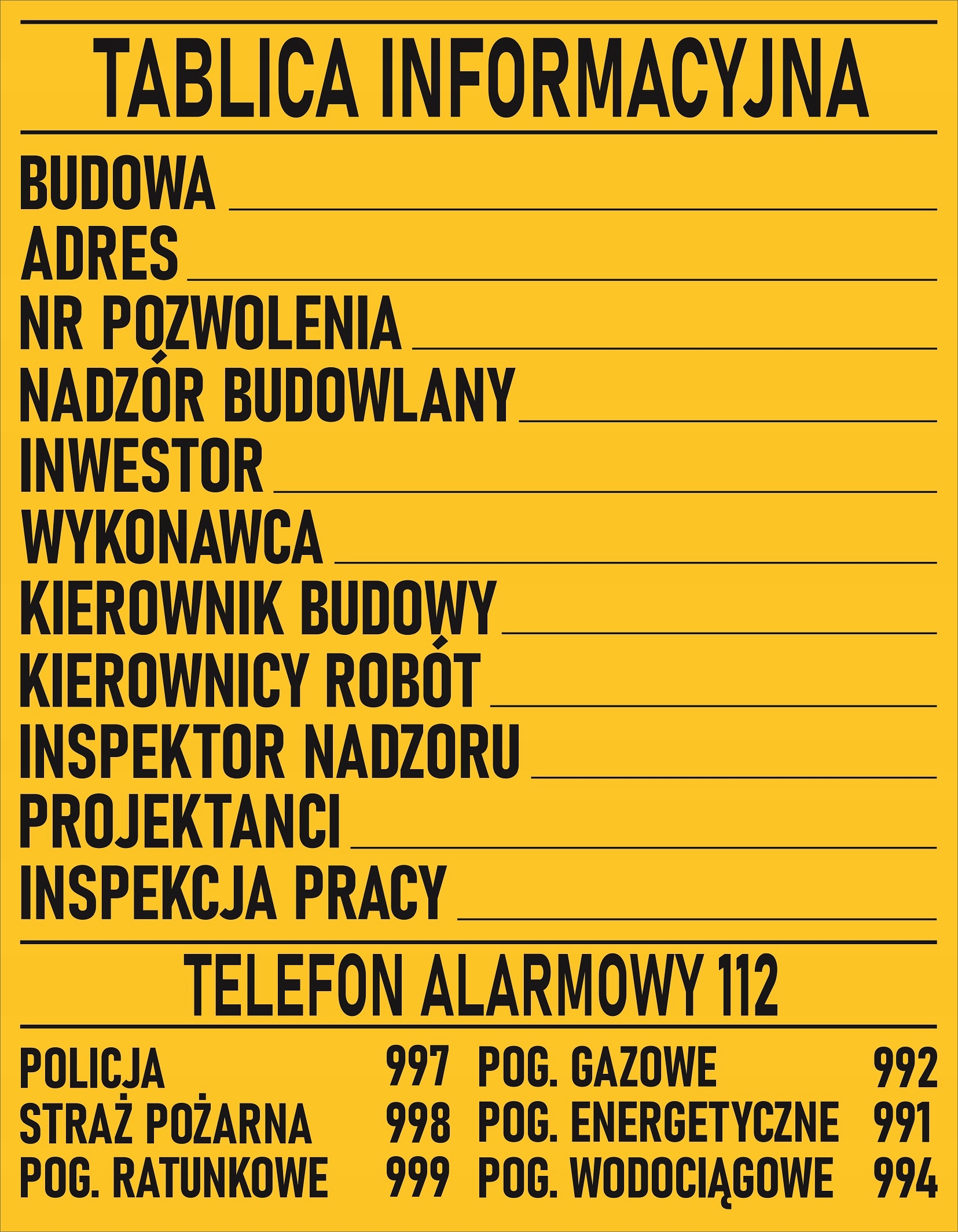 

Tablica informacyjna budowlana 70x90cm