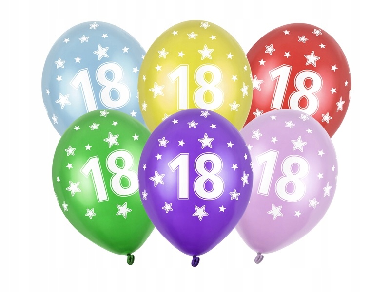 

Balony na 18 urodziny osiemnastkę kolorowe 6 sztuk