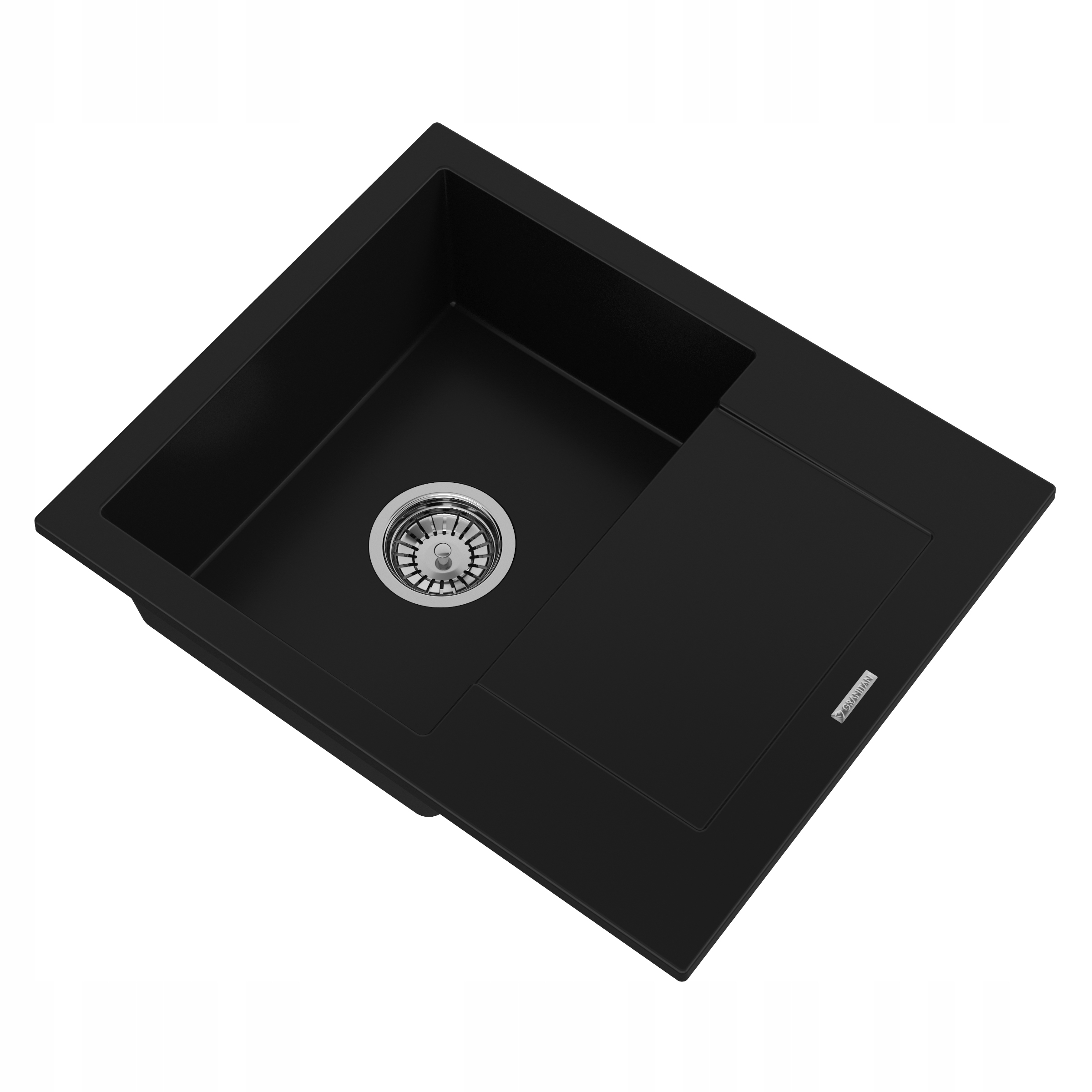 ZLEWOZMYWAK granitowy czarny jednokomorowy BELLO Zlew Syfon chrom Marka Granitan